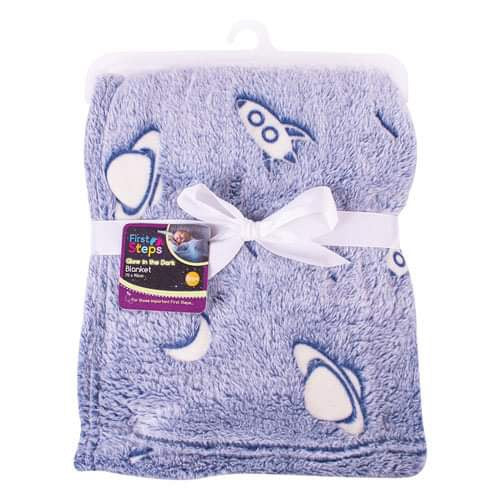 stars and planets glow in the dark baby throw blanket with celestial pattern for nursery