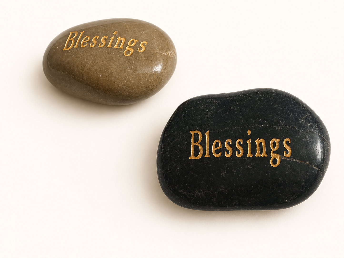 inspirational blessings palm stone engraved natural pebble keepsake with organza gift pouch