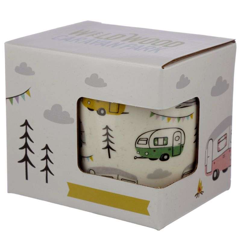 gift boxed caravan porcelain mug featuring a charming design for camping and holiday lovers
