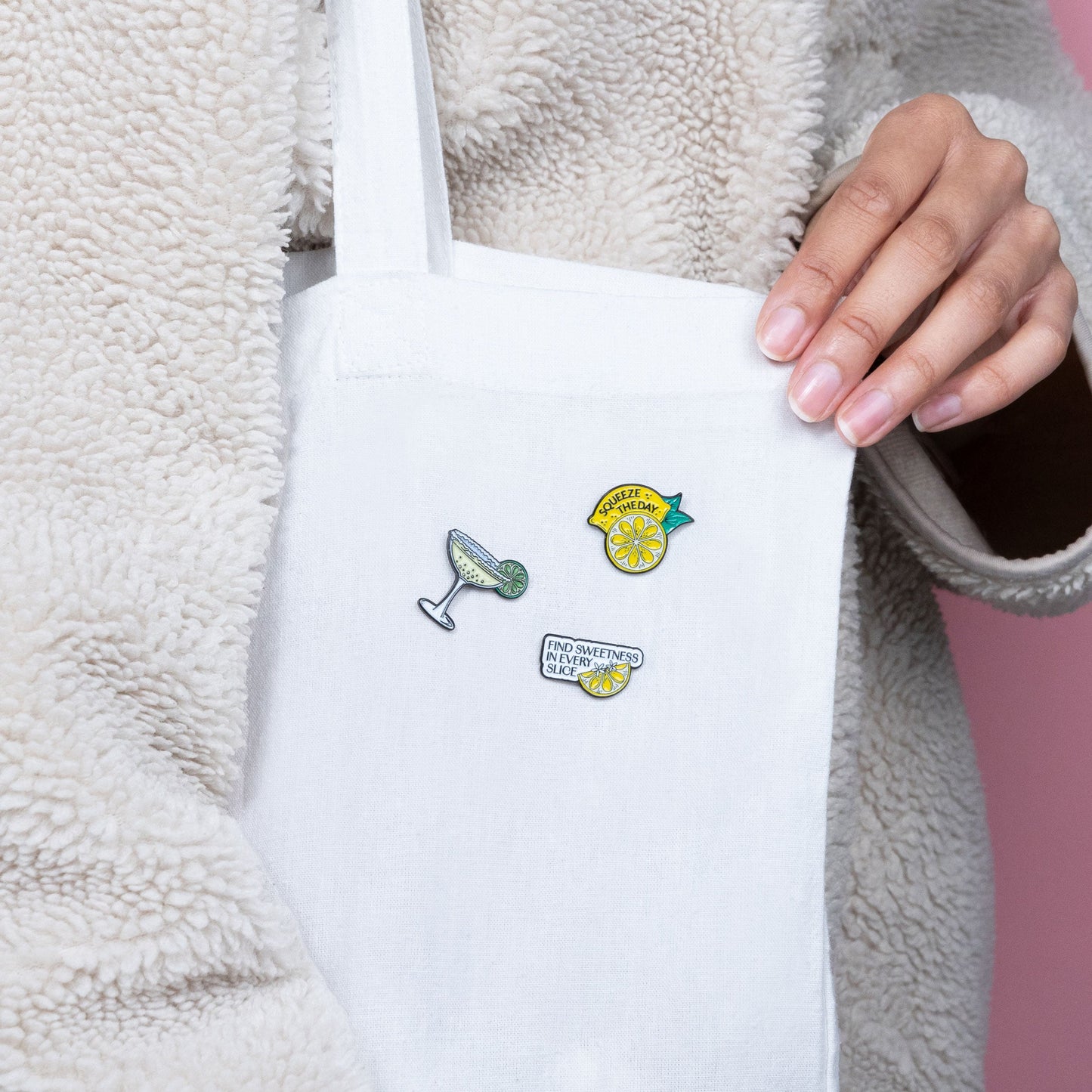 exclusive pin collection enamel pins displayed on tote bag as decorative keepsakes