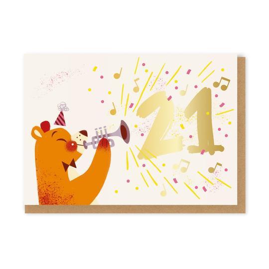 21st birthday card trumpet design by mei støyva a6 milestone greeting card blank inside with kraft envelope