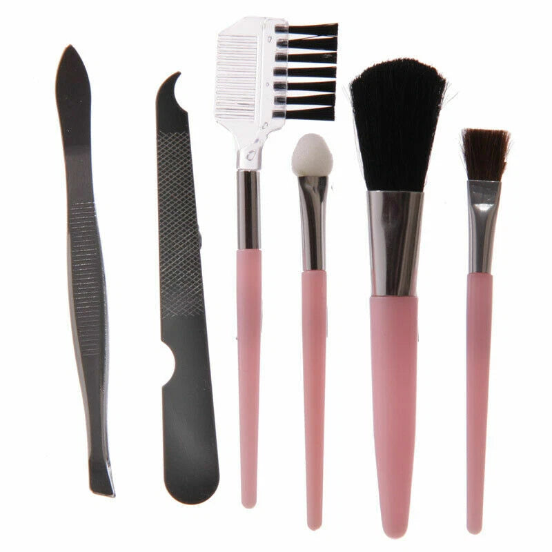 flamingo make up utensil kit tools laid out, includes brushes tweezers nail file and mirror, perfect for beauty routines