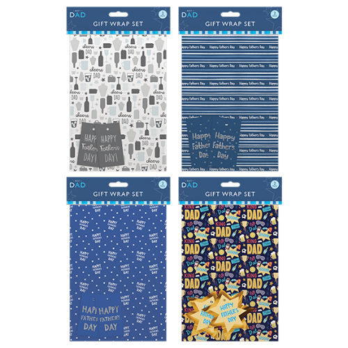 father’s day gift wrap sheets two pack with four design options for dads