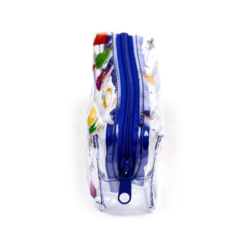 game over clear pvc pencil case open showing zip view