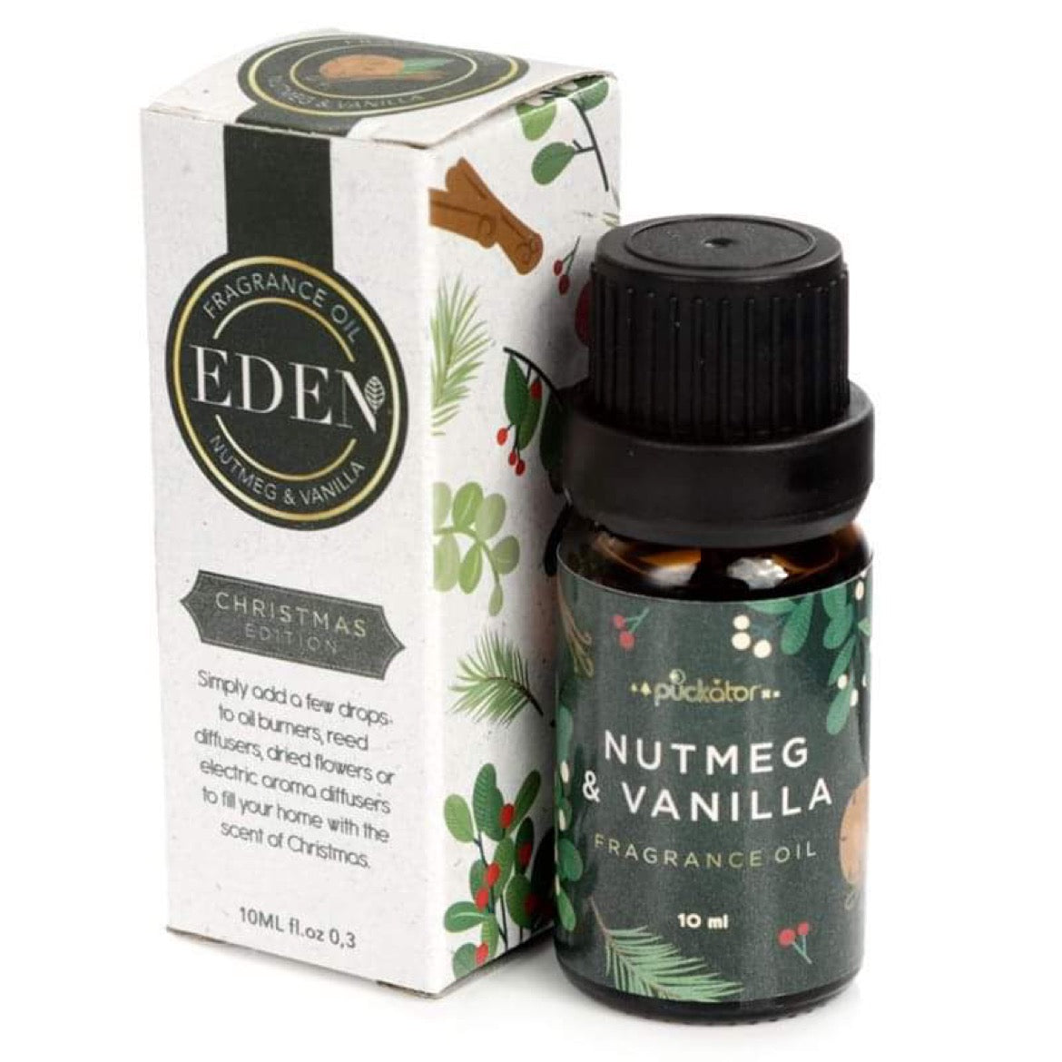 christmas nutmeg and vanilla bean fragrance oil bottle for festive home fragrance