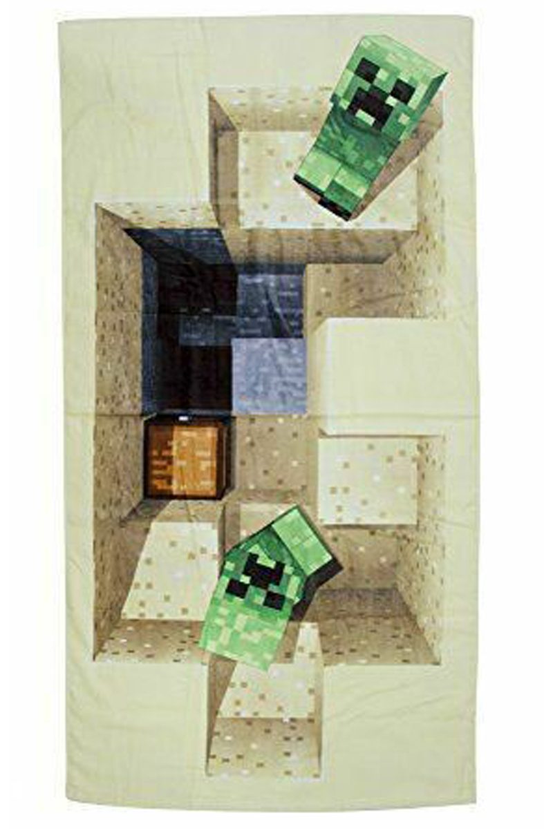 minecraft beach bath towel featuring creeper character design for gaming fans and everyday use