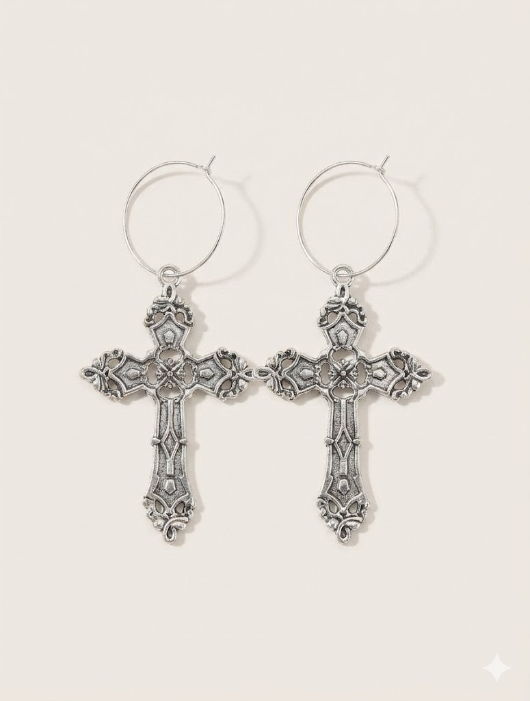cross hoop earrings minimalist design lightweight comfortable everyday jewellery modern understated style