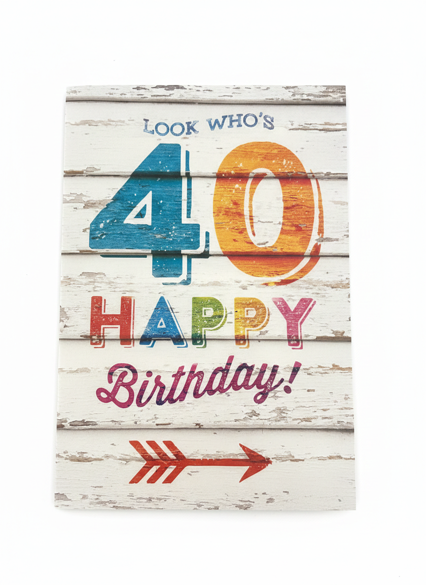 40th birthday greeting card with arrow design modern understated style blank inside uk made