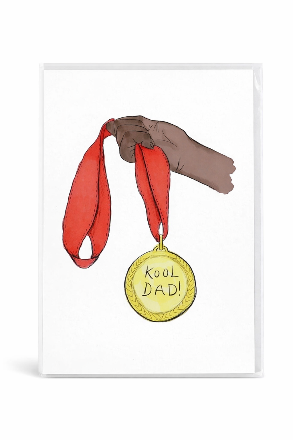 fathers day greeting card kool dad medal design playful award style blank inside
