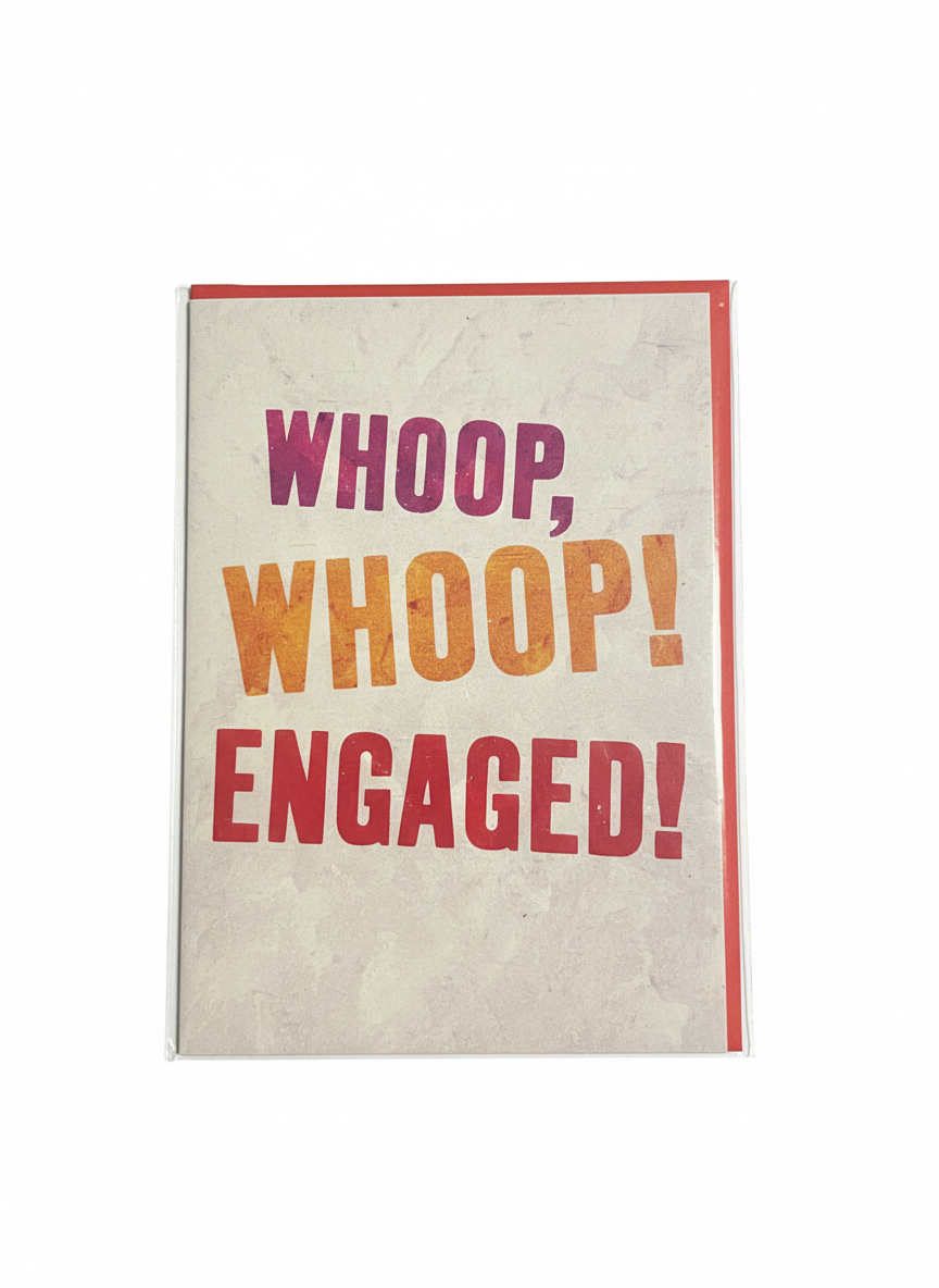 engagement greeting card colourful modern design celebratory whoop youre engaged message blank inside