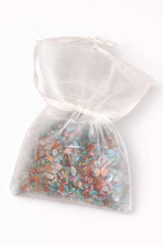 mixed gemstone fragments small pack in gift pouch assorted stones jewellery making supply