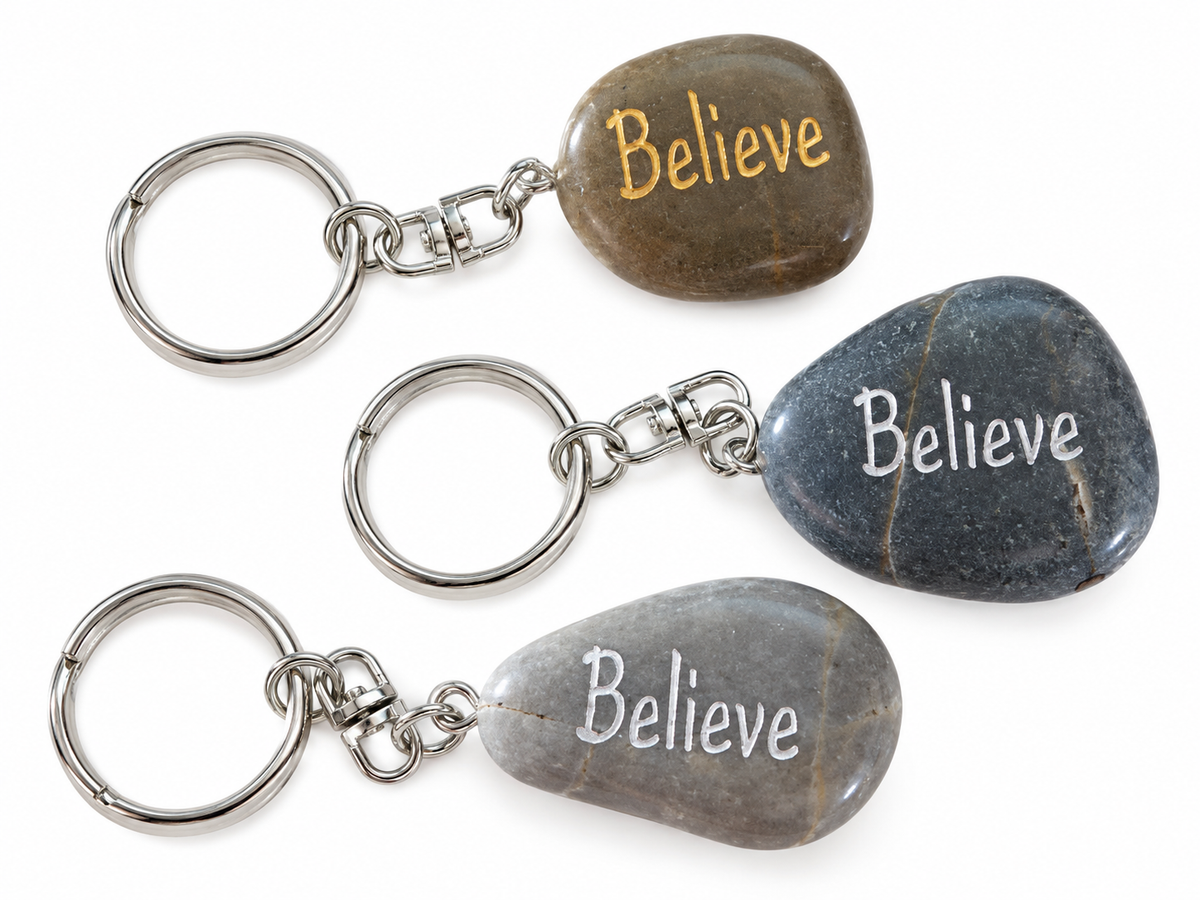 Stone Key Ring Believe