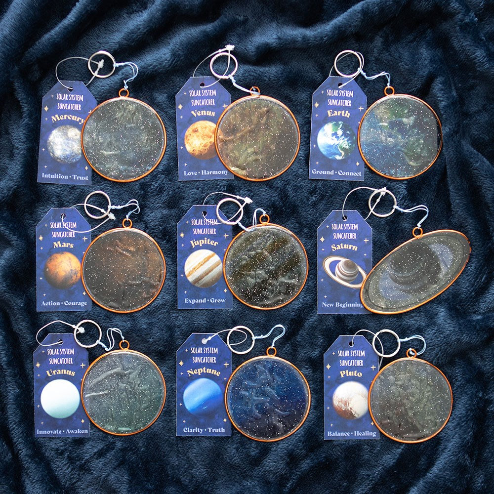solar system planet suncatcher featuring a colourful design inspired by one of nine planets