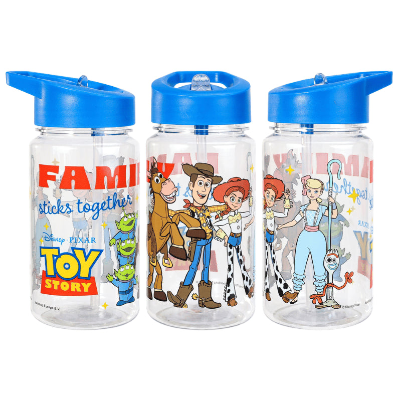 disney pixar toy story bottle with pop-up straw featuring colourful character design