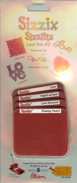 sizzix sizzlits love set number 2 with four decorative dies including hearts and love motifs