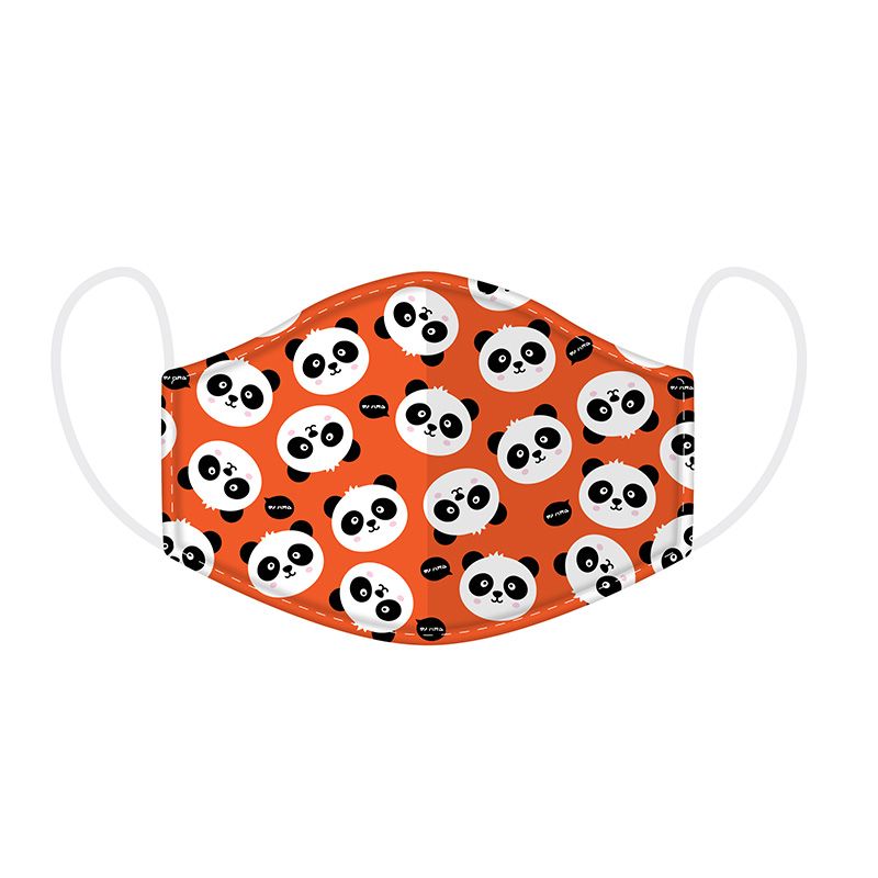 reusable childrens panda face covering sized for small fit with friendly character design