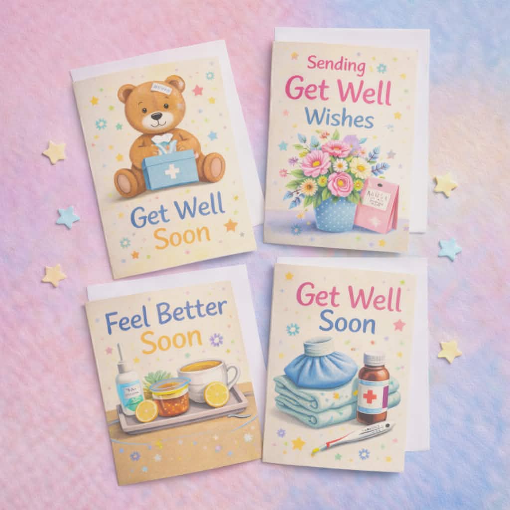 get well soon cards collection featuring thoughtful supportive designs to send comfort and recovery wishes