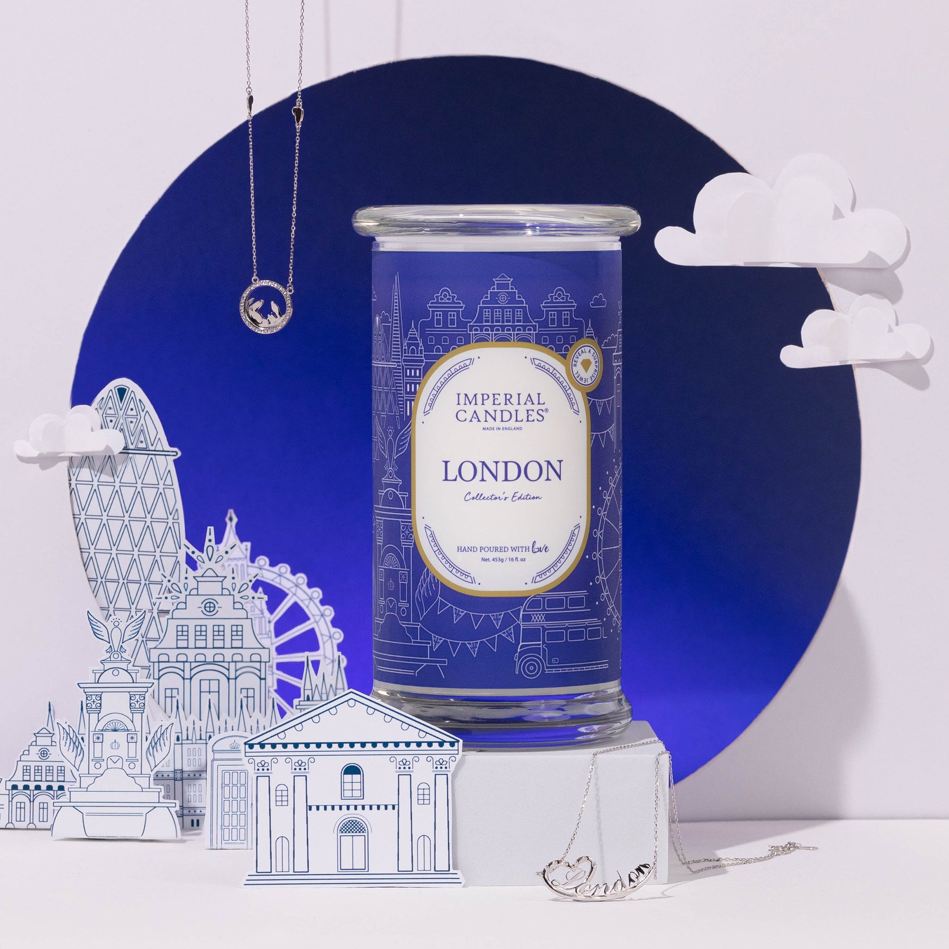london imperial candle with necklace surprise arranged in coordinated luxury london setting