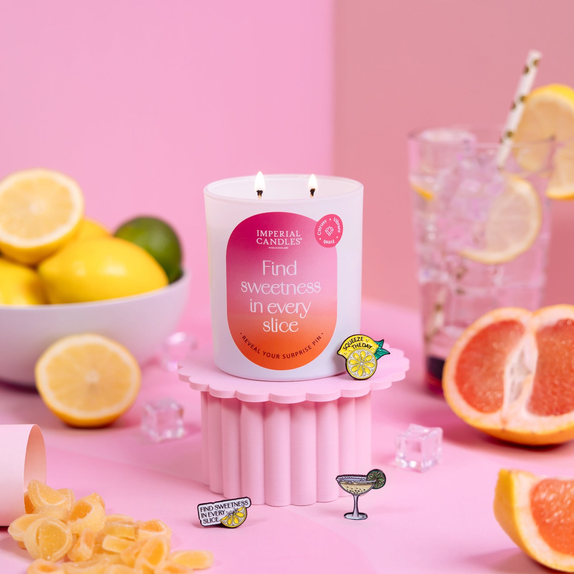 find sweetness in every slice imperial candle styled in home fragrance setting