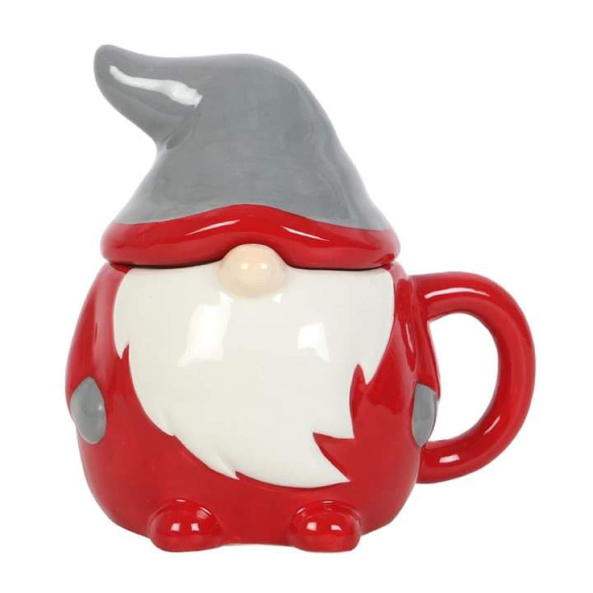 christmas gonk ceramic mug with lidded hat, playful gonk design, 300ml capacity, perfect for holiday drinks and festive décor, ideal for gifting