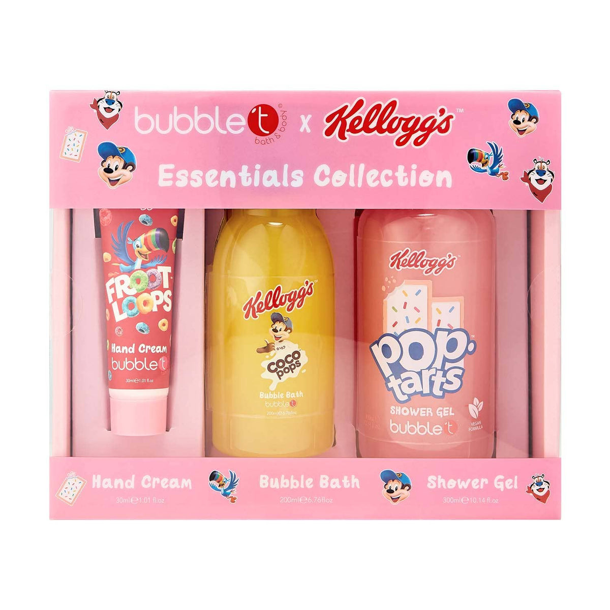 bubble t kellogg's essentials collection set of three boxed bath and body products
