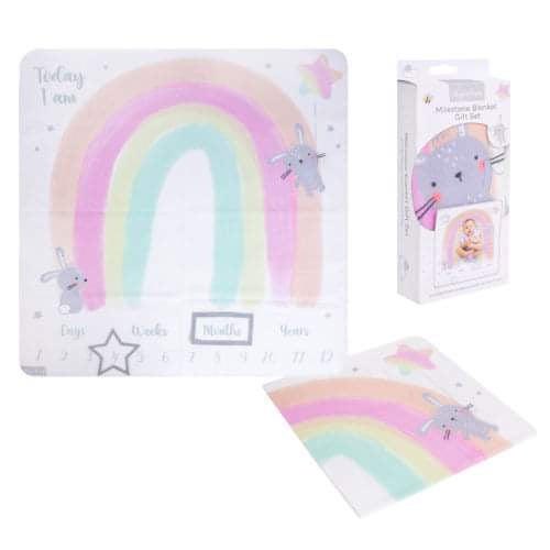 rainbow design baby milestone blanket for photo sessions and memory keeping, 80cm by 80cm