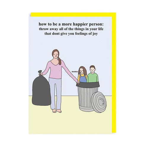 uplifting greeting card with how to be a happier person message shown on front design