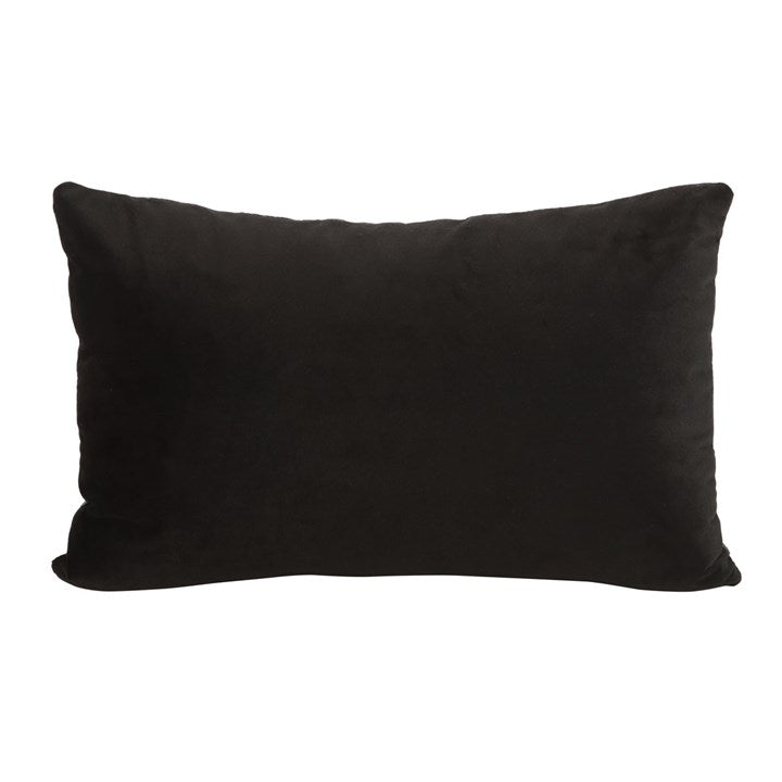 home decor cushion with mystical forest artwork shown from reverse highlighting rectangular shape