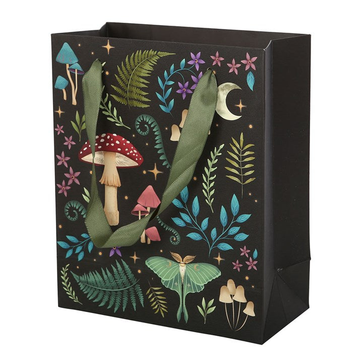 dark forest gift bag front view showing moody nature themed design
