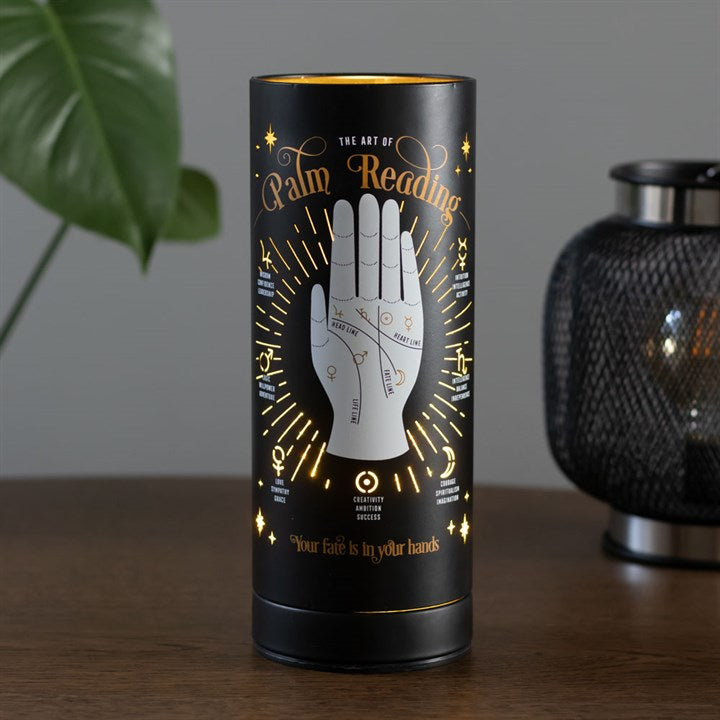 palm reading electric aroma lamp displayed in home setting creating ambient light