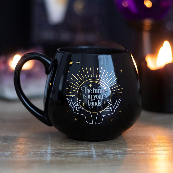 fortune teller colour changing mug styled in home setting revealing hidden message