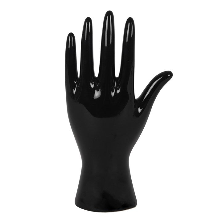 ceramic palmistry hand ornament viewed from a different angle showing the rear of the palm ornament