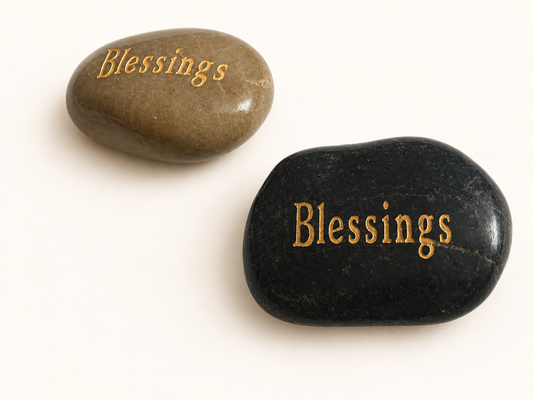 inspirational blessings palm stone engraved natural pebble keepsake with organza gift pouch