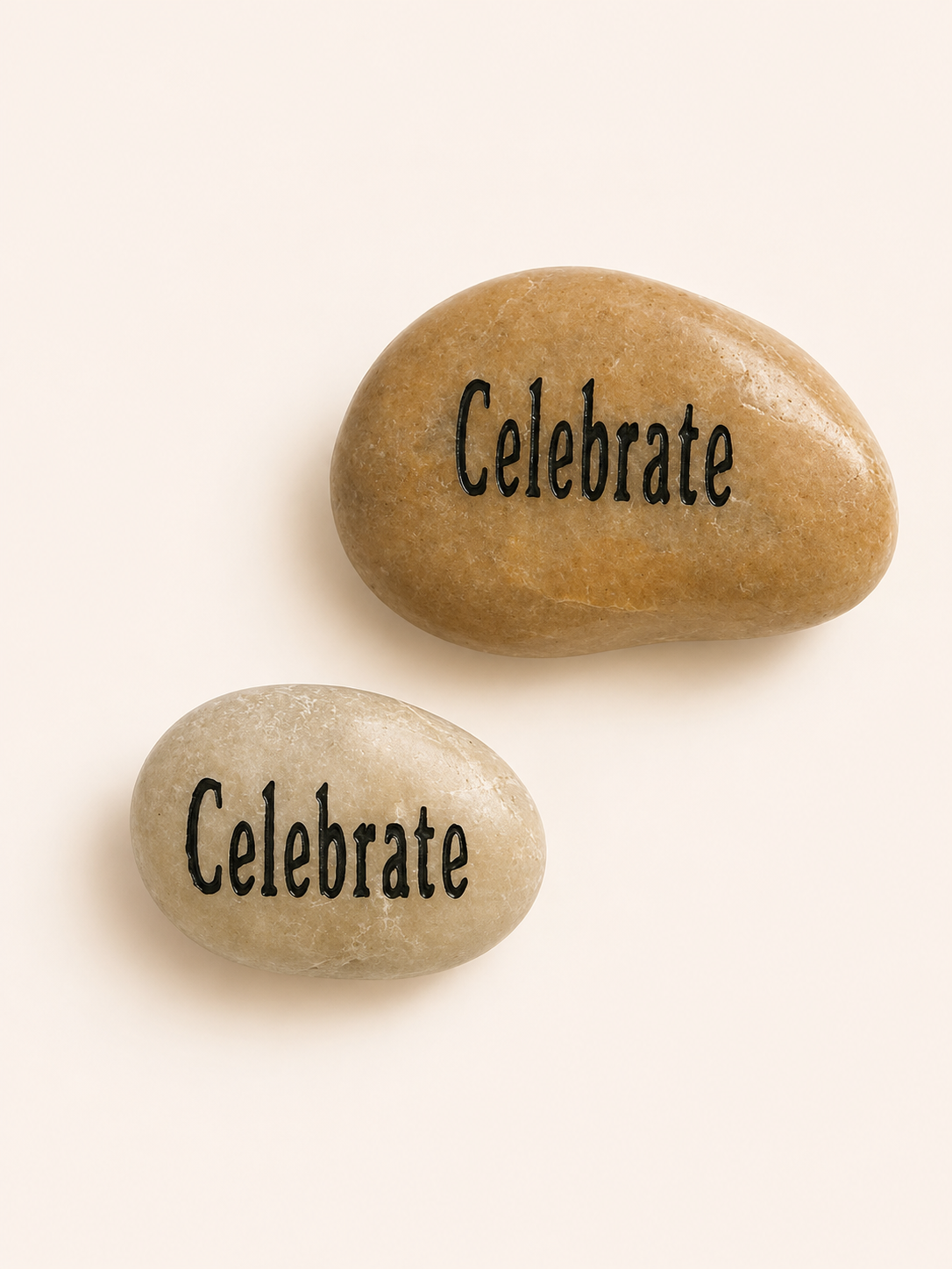 inspirational celebrate palm stone engraved natural pebble keepsake with organza gift pouch