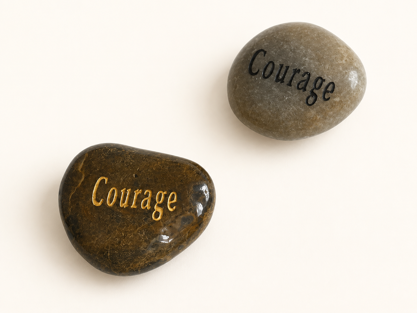 inspirational courage palm stone engraved natural pebble keepsake with organza gift pouch