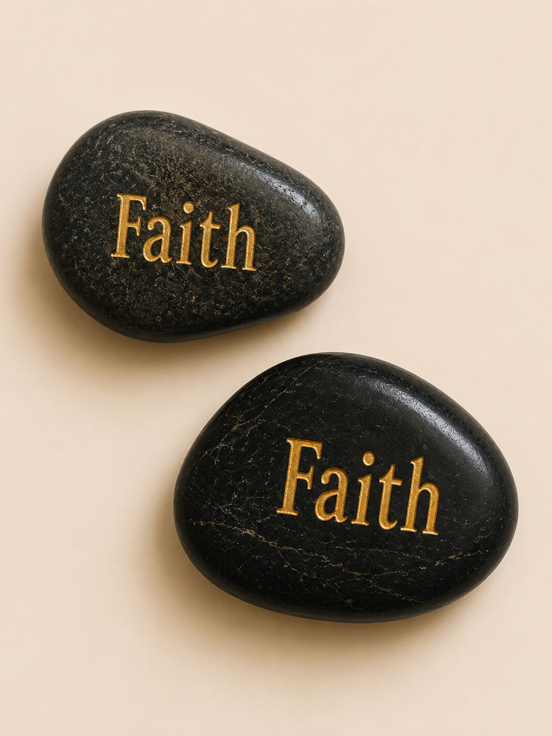 inspirational faith palm stone engraved natural pebble keepsake with organza gift pouch