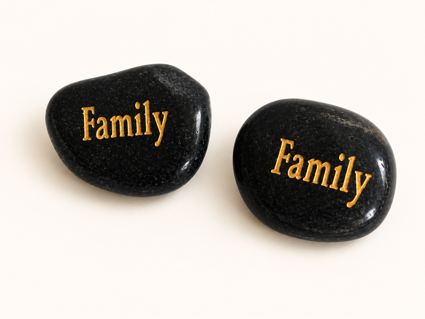 inspirational family palm stone engraved natural pebble keepsake with organza gift pouch