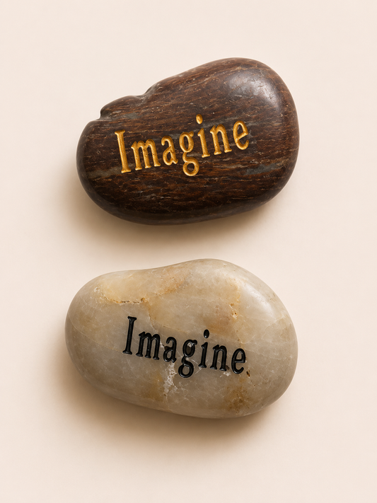 inspirational imagine palm stone engraved natural pebble keepsake with organza gift pouch