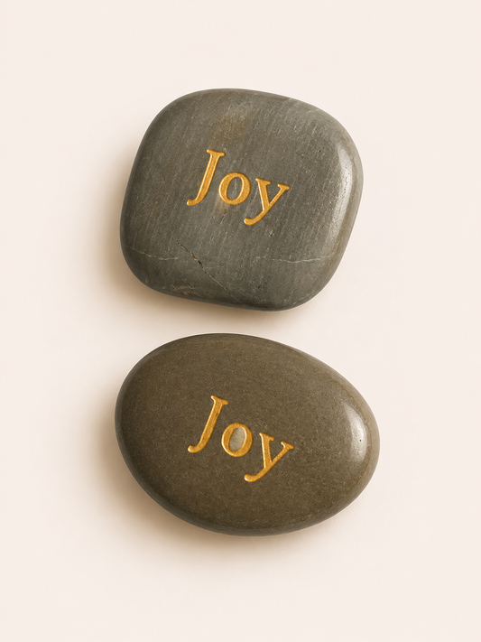 inspirational joy palm stone engraved natural pebble keepsake with organza gift pouch
