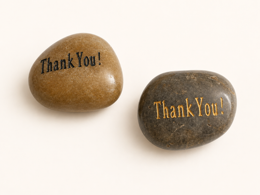 inspirational thank you palm stone engraved natural pebble keepsake with organza gift pouch