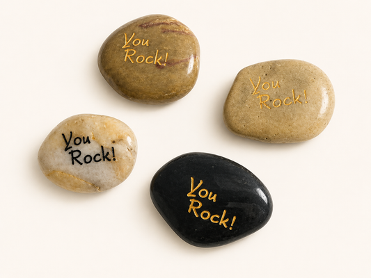 inspirational you rock palm stone engraved natural pebble keepsake with organza gift pouch