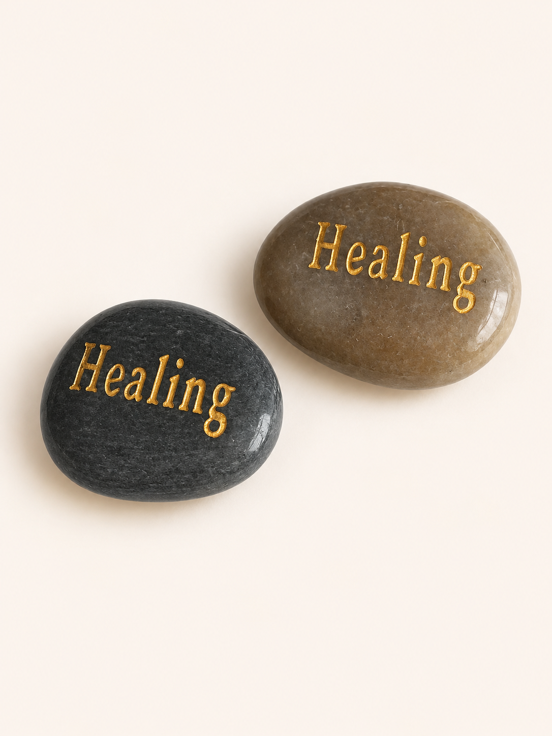 inspirational healing palm stone engraved natural pebble keepsake with organza gift pouch
