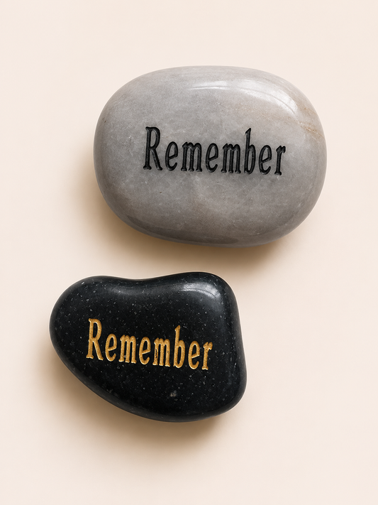 inspirational remember palm stone engraved natural pebble keepsake with organza gift pouch