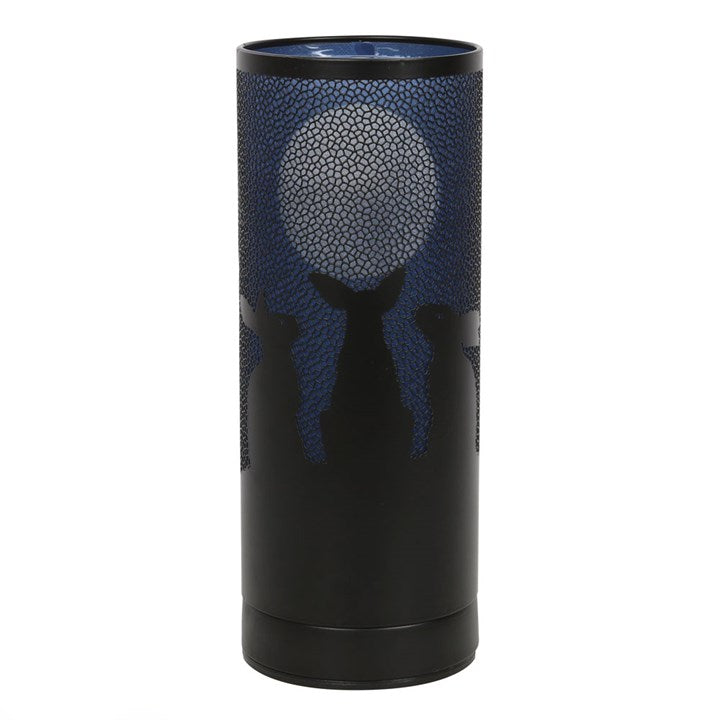 moon gazing hares wax melt oil burner metal silhouette lamp