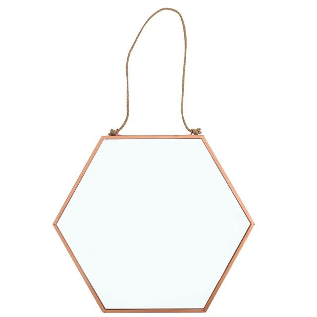 geometric copper metal frame wall mirror modern home decor