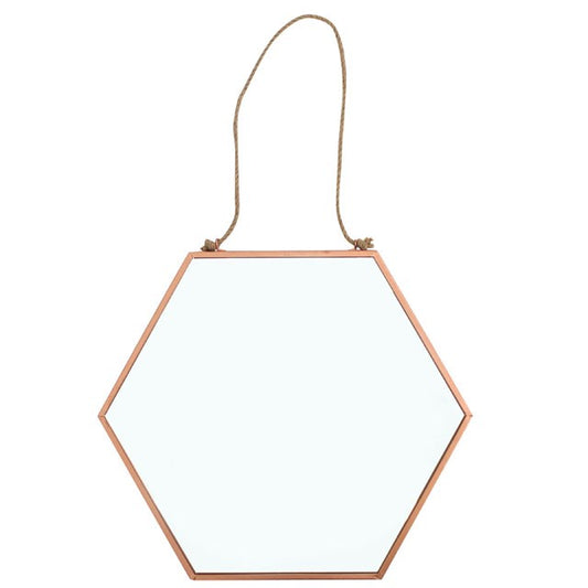 geometric copper metal frame wall mirror modern home decor