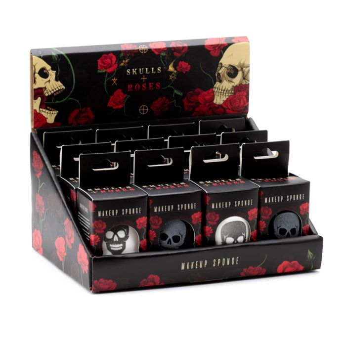 skulls and roses makeup sponge beauty blender displayed with all variants