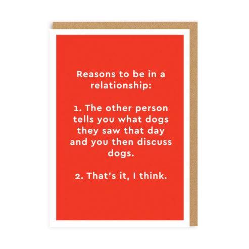 humorous card about love and dogs featuring witty message and design with blank inside for personalisation