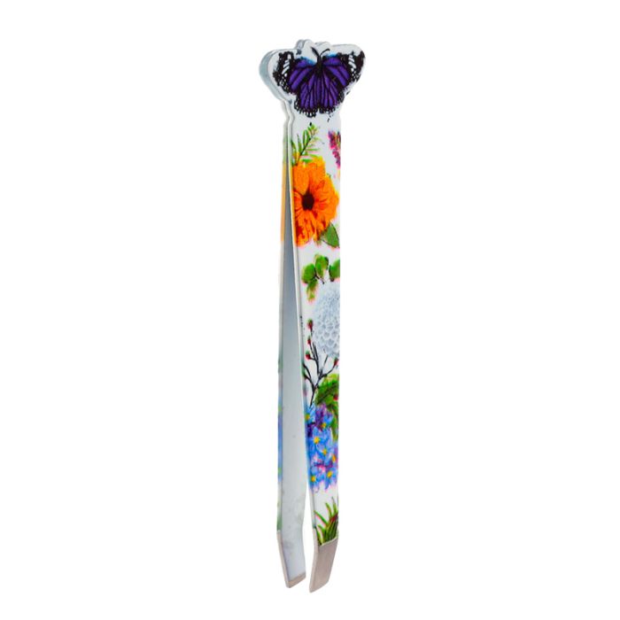 purple butterfly meadows tweezers with pointed and slanted tips