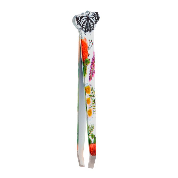 white butterfly meadows tweezers with pointed and slanted tips